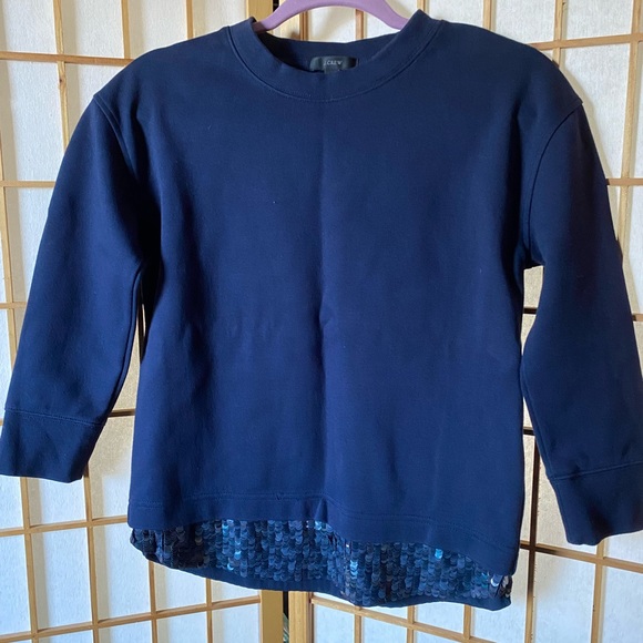 J. Crew Layered look Sweater Sequin Trim Navy Blue - Picture 4 of 5